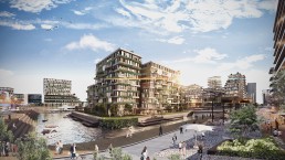 Luxury mixed-use residential development as part of an urban design project at a major port in South Africa. Emphasis is placed on ocean and city views. The façade is animated through moveable privacy and shading screens. The development includes docks for small boats.